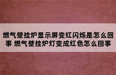 燃气壁挂炉显示屏变红闪烁是怎么回事 燃气壁挂炉灯变成红色怎么回事